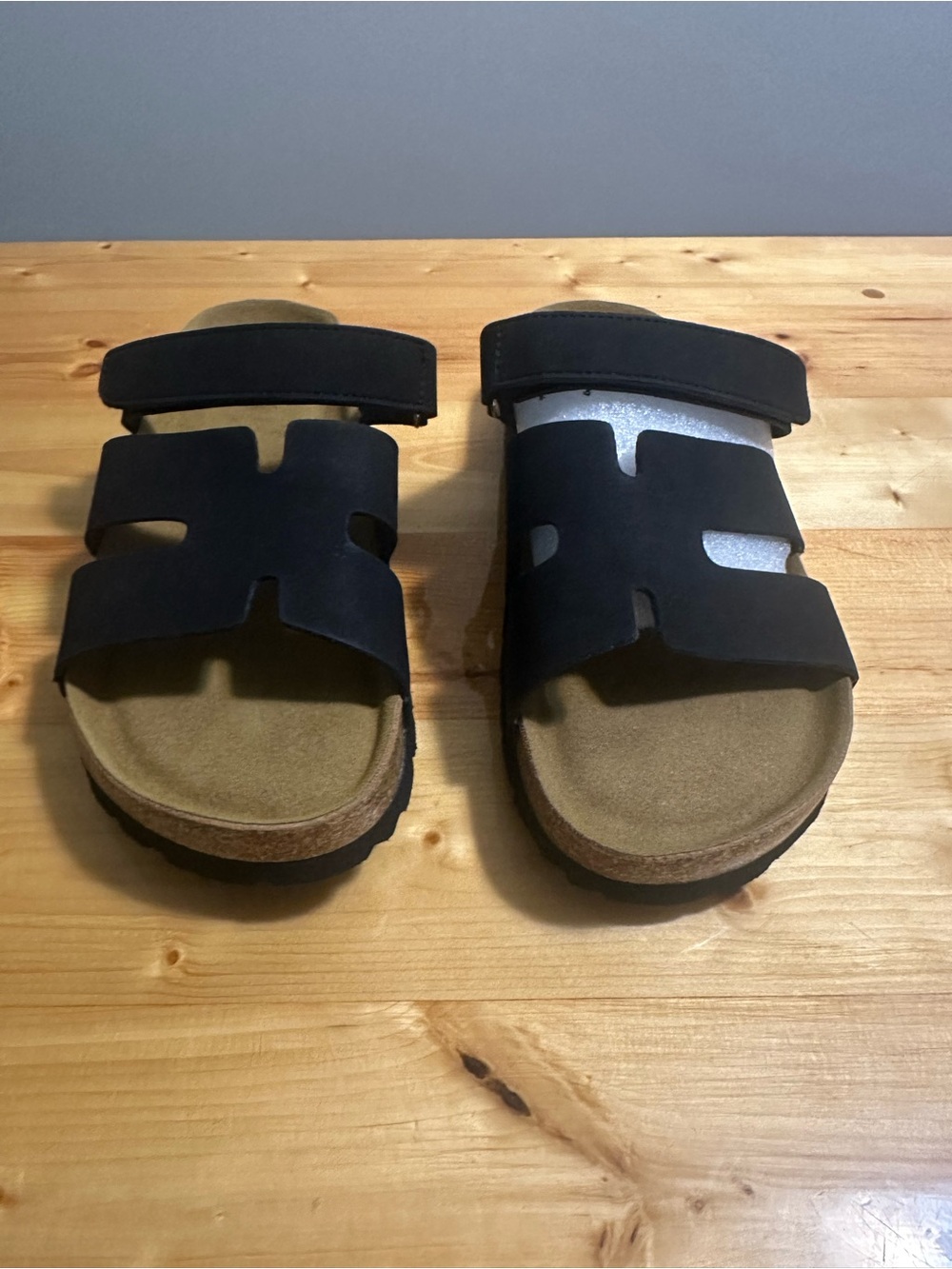 Women's Black Two-Strap Slide Sandals with Adjustable Top Strap
